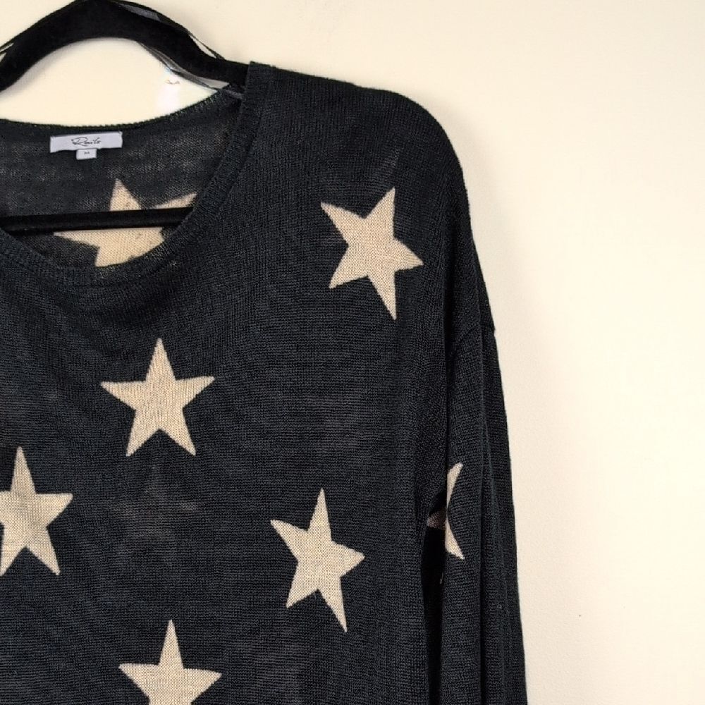 Rails Black And Cream Star Patterned Linen Top Li… - image 3